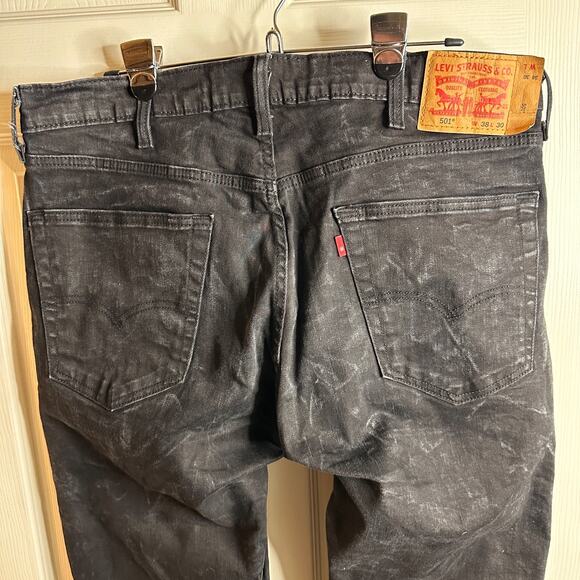 levi’s 501 rigid black jeans w38 l30 made in egypt blank red tab rare unworn - Picture 14 of 16